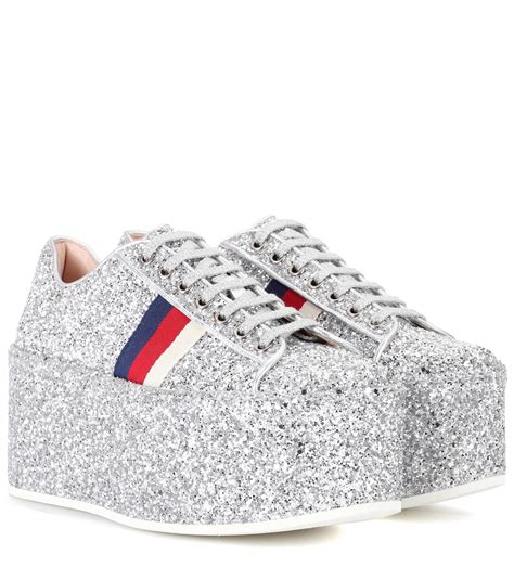 gucci silver glitter sneakers|gucci sneakers with lips.